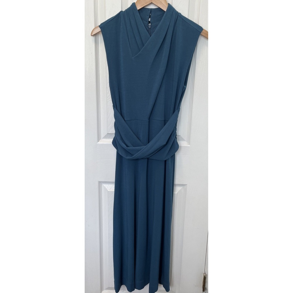 Maeve Anthropologie Janou Draped Midi Dress Blue Modal Stretch S Sleeveless